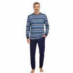 Ringella Tricot Heren Pyjama | Blauw Gestreept| www.pietkoopmans.nl