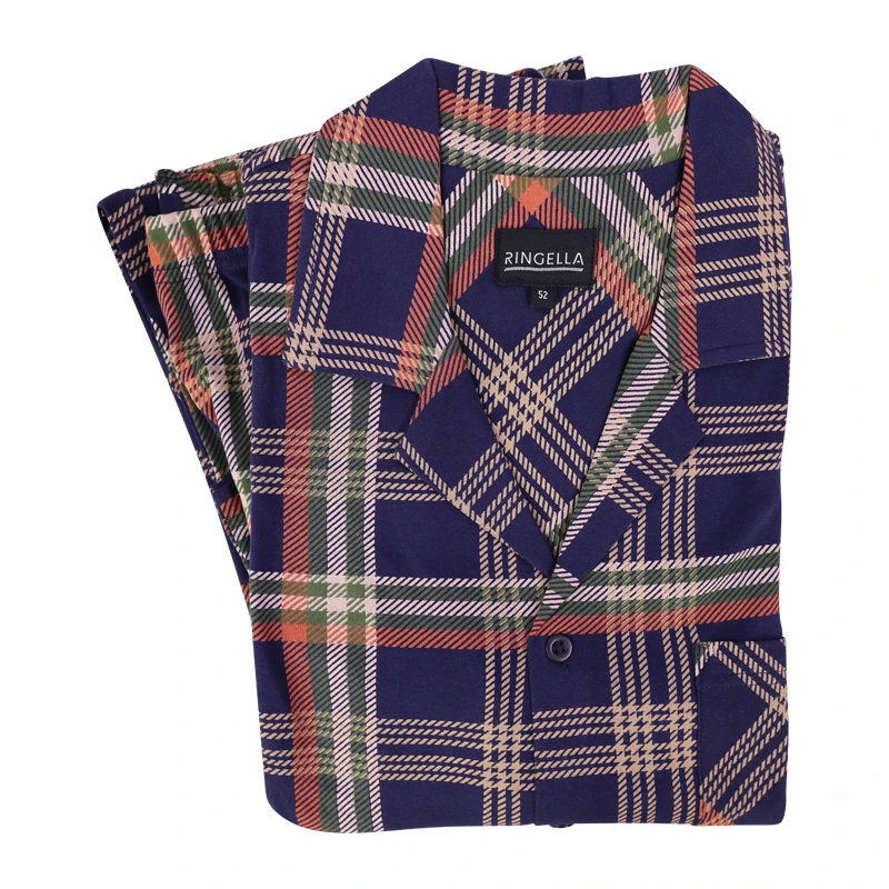 Ringella Tricot Pyjama | Brique Groen Geruit | www.pietkoopmans.nl