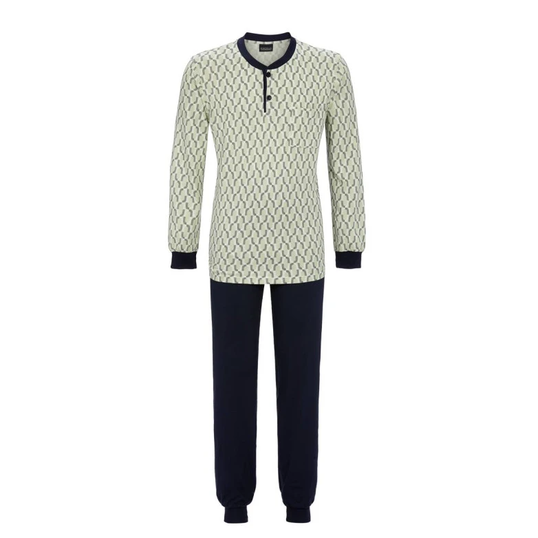 Ringella Pyjama Heren Tricot | Licht Olijf Print