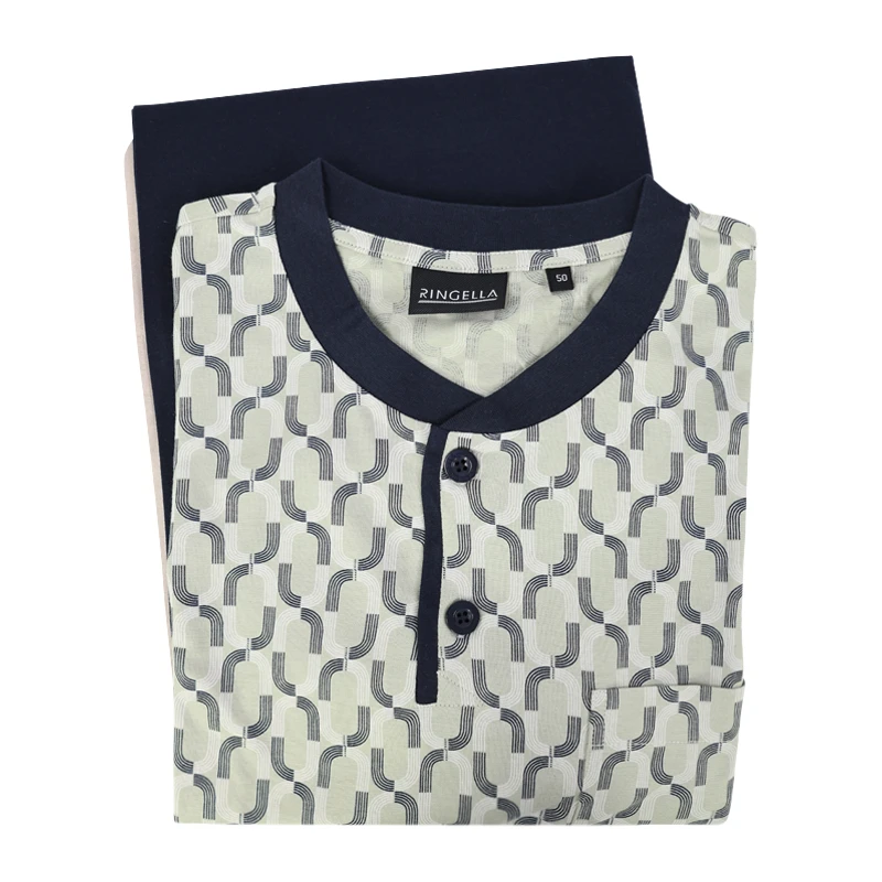 Ringella Pyjama Heren Tricot | Licht Olijf Print