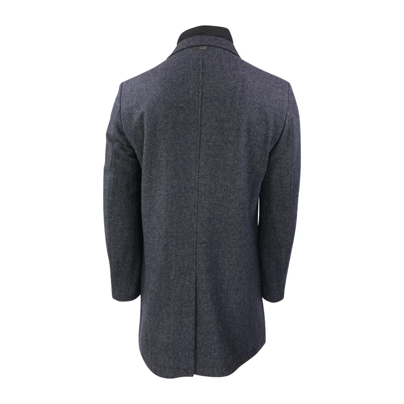 S4 Wollen Mantel | Blauw Melange | www.pietkoopmans.nl