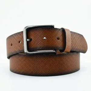 Lederen Heren Riem | Perforatie Cognac