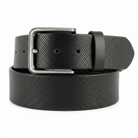 Lederen Heren Riem | Perforatie Grijs