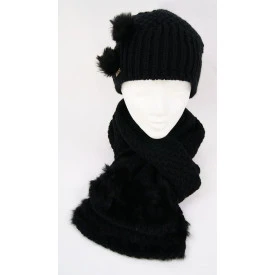Seeberger Shawl Pompoenetjes | Zwart