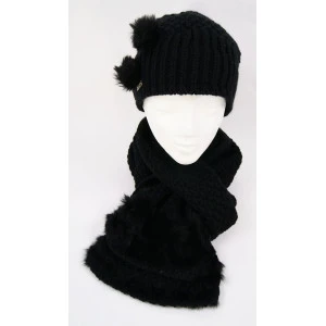 Seeberger Shawl Pompoenetjes | Zwart