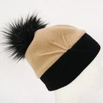 Seeberger Luxe Muts Wol | Camel Zwart | www.piekoopmans.nl