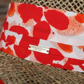 Seeberger Half Rond Hoed | Rood Print