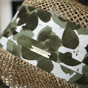 Seeberger Half Rond Hoed | Khaki Print