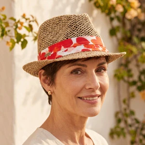 Seeberger Stro Trilby Hoed | Rood