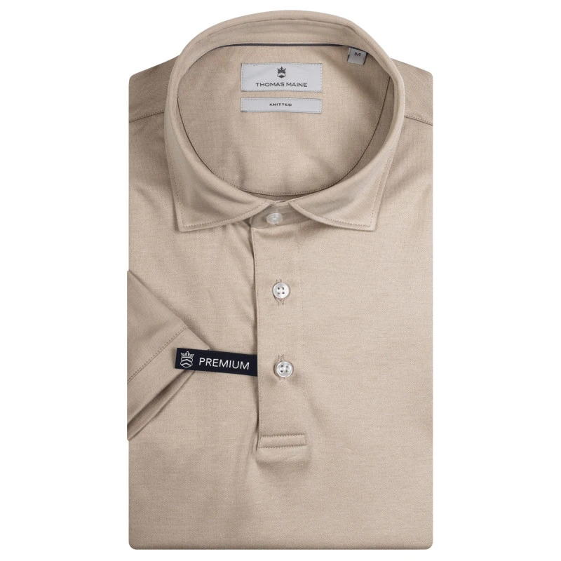 Thomas Main Gladde Polo | Beige | www.pietkoopmans.nl