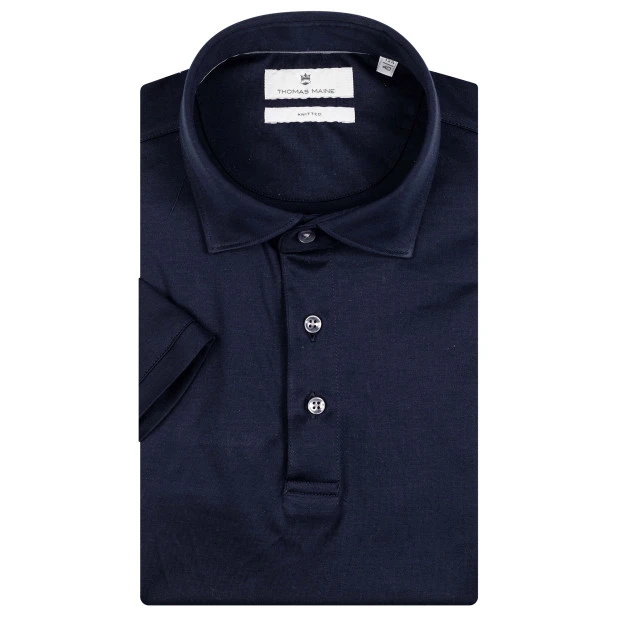 Thomas Main Gladde Polo | Donkerblauw | www.pietkoopmans.nl