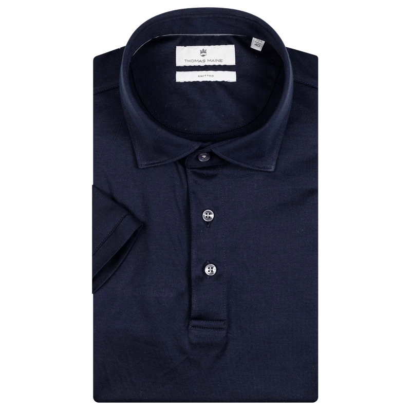 Thomas Main Gladde Polo | Donkerblauw | www.pietkoopmans.nl
