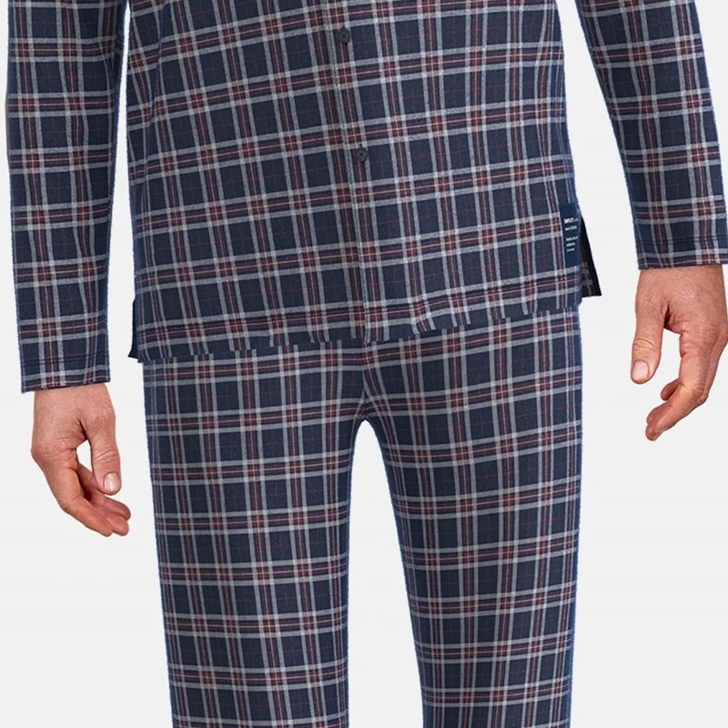 Tom Tailor Flanel Pyjama | Marine Geruit | www.pietkoopmans.nl
