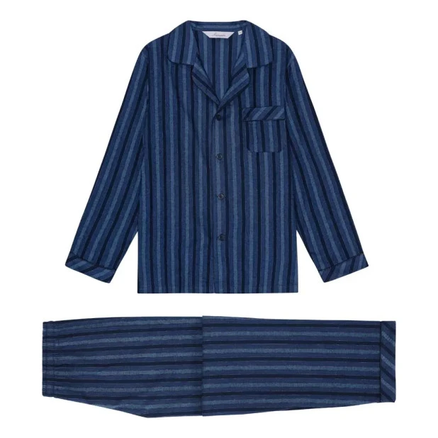 Ambassador Pyjama Flanel | Marine Gestreept | www.pietkoopmans.nl