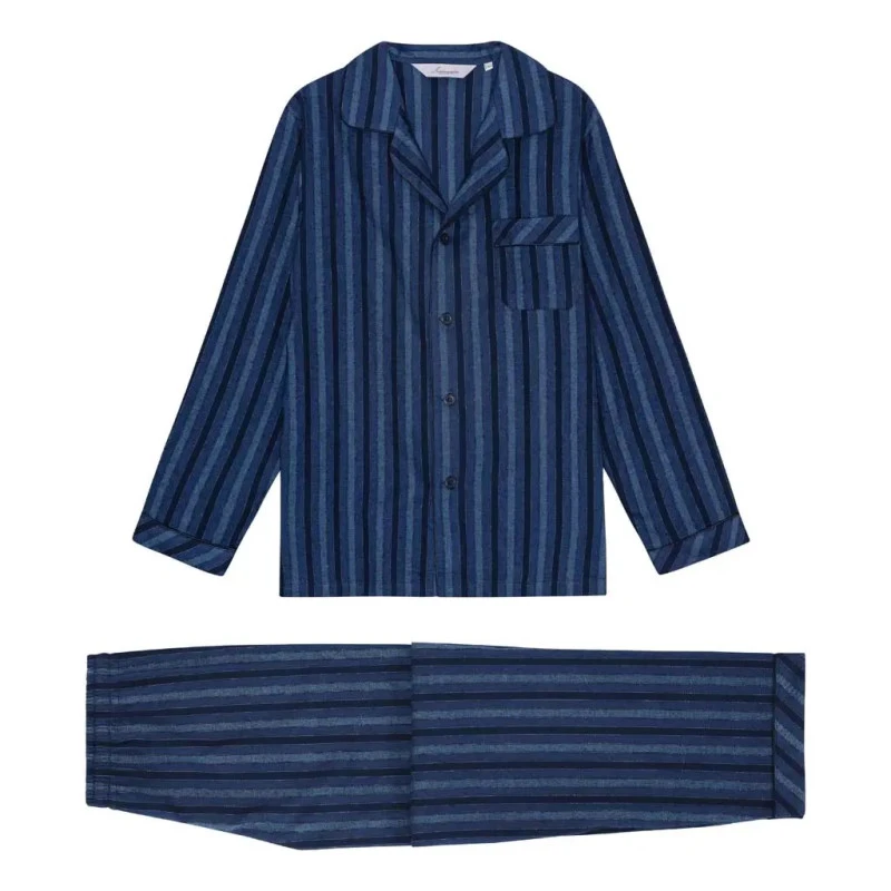 Ambassador Pyjama Flanel | Marine Gestreept | www.pietkoopmans.nl