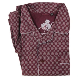 Ambassador Katoen Pyjama | Bordo Zilver Print