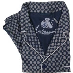 Ambassador Katoen Pyjama | Navy Zilver Print | www.pietkoopmans.nl