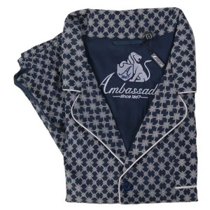 Ambassador Katoen Pyjama | Navy Zilver Print