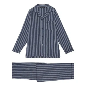 Ambassador Flanel Pyjama | Blauw Gestreept