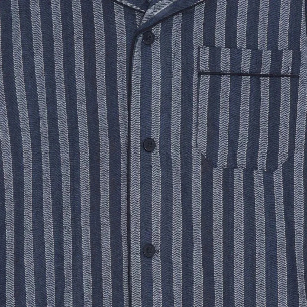 Ambassador Flanel Pyjama | Blauw Gestreept | www.pietkoopmans.nl