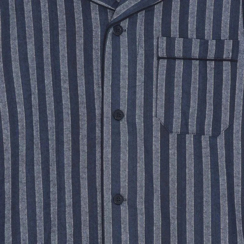Ambassador Flanel Pyjama | Blauw Gestreept | www.pietkoopmans.nl