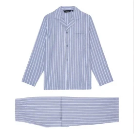 Ambassador Flanel Pyjama | Lichtblauw Gestreept