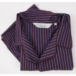 Ambassador Katoen Pyjama | Aubergine Blauw Streep | www.pietkoopmans.nl