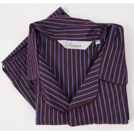 Ambassador Katoen Pyjama | Aubergine Blauw Streep