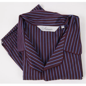 Ambassador Katoen Pyjama | Aubergine Blauw Streep