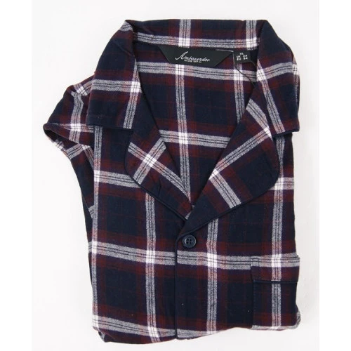 Ambassador Pyjama Flanel | Bordeaux Marine Geruit | www.pietkoopmans.nl