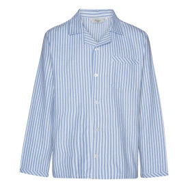 Ambassador Flanel Pyjama | Wit Lichtblauw Gestreept