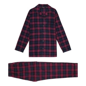 Ambassador Flanel Pyjama | Bordeaux Marine Geruit