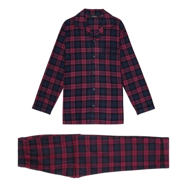 Ambassador Flanel Pyjama | Bordeaux Marine Geruit | www.pietkoopmans.nl