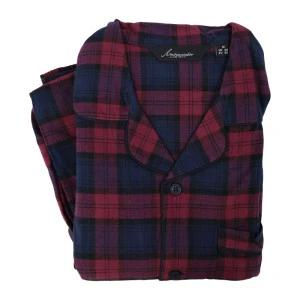 Ambassador Flanel Pyjama | Bordeaux Marine Geruit