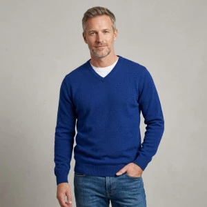 Baileys Lamswol Trui V Hals | Kobalt Blauw