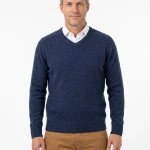 Baileys Scottish Trui V-Hals | Denim Blauw | www.pietkoopmans.nl