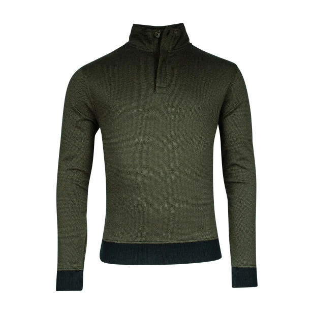 Baileys Trui Met Rits en Knoop | Olijf Print | www.pietkoopmans.nl