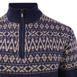 Baileys Noors Half Zip Trui | Beige Print