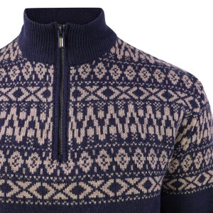 Baileys Noors Half Zip Trui | Beige Print