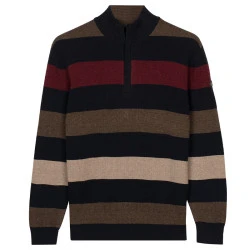 Baileys Gebreide Zip Trui | Bruin Gestreept