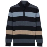 Baileys Gebreide Zip Trui | Blauw Gestreept | www.pietkoopmans.nl