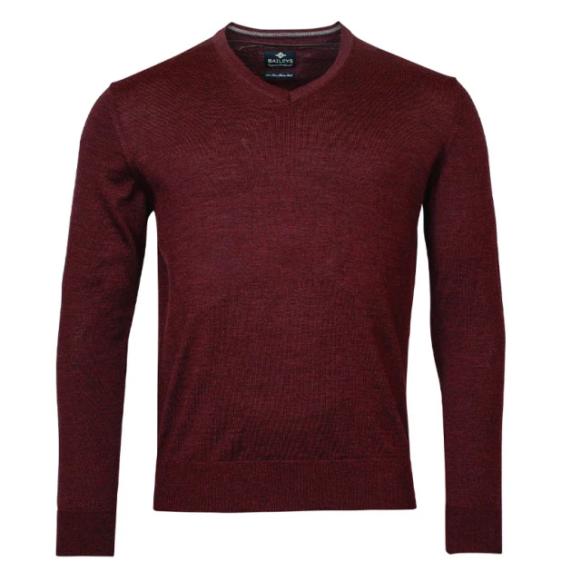 Baileys Trui Merino Wol V hals | Bordeaux | Bordeaux | www.pietkoopmans.nl