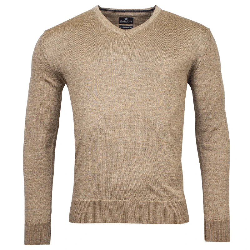 Baileys Trui Merino Wol V hals | Beige | www.pietkoopmans.nl