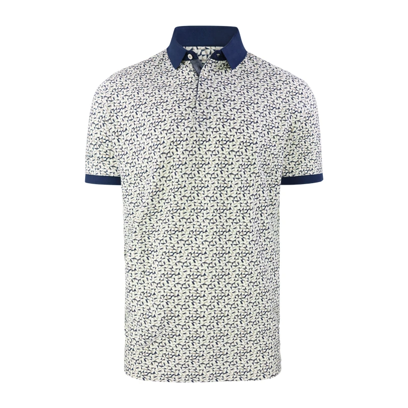 Baileys Polo Korte Mouw | Taupe Marine Print | www.pietkoopmans.nl