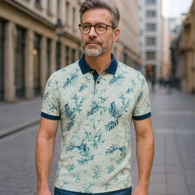 Baileys Polo Korte Mouw | Marine Mint Print
