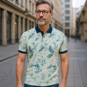 Baileys Polo Korte Mouw | Marine Mint Print