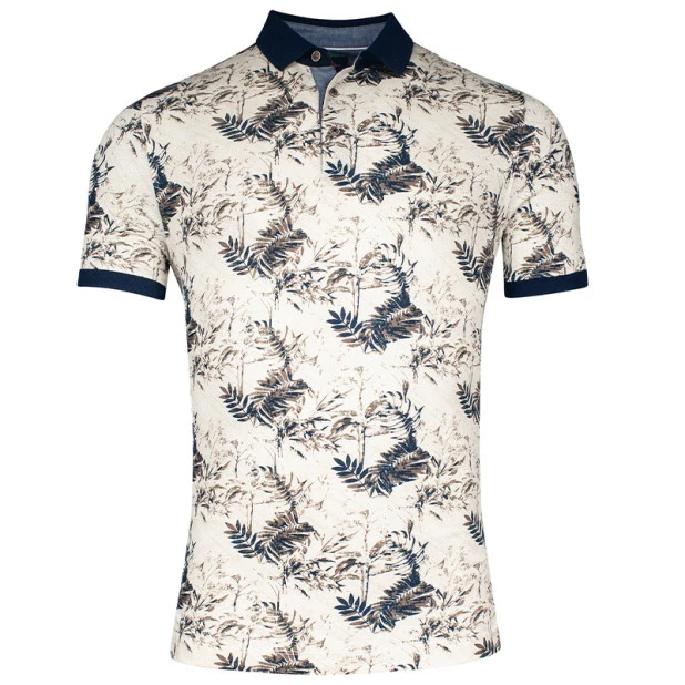 Baileys Polo Korte Mouw | Marine Khaki Print | www.pietkoopmans.nl