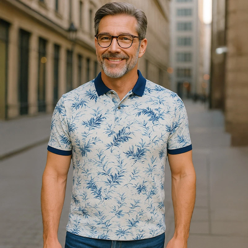 Baileys Polo Korte Mouw | Marine Blauw Print | www.pietkoopmans.nl