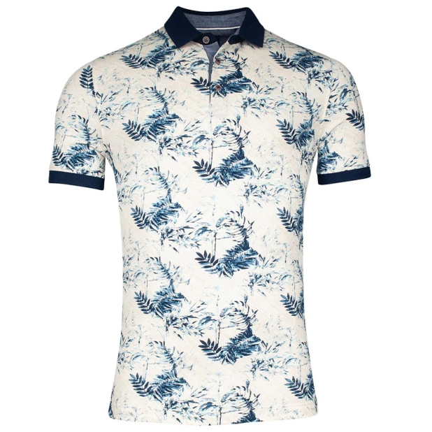 Baileys Polo Korte Mouw | Marine Blauw Print | www.pietkoopmans.nl