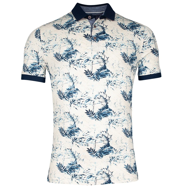 Baileys Polo Korte Mouw | Marine Blauw Print | www.pietkoopmans.nl